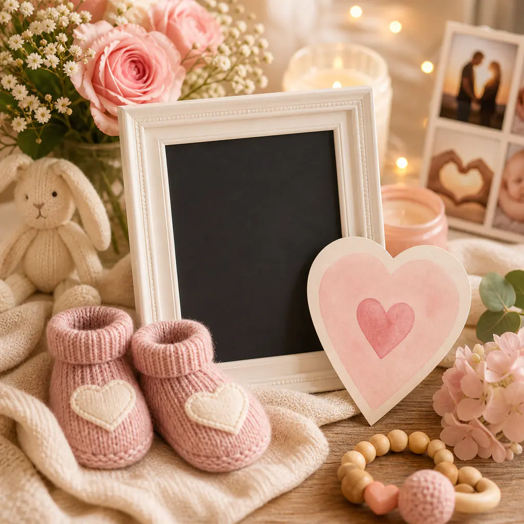 Baby-Generator und Familienbilder mit weicher Babykarte und Familienmotiv