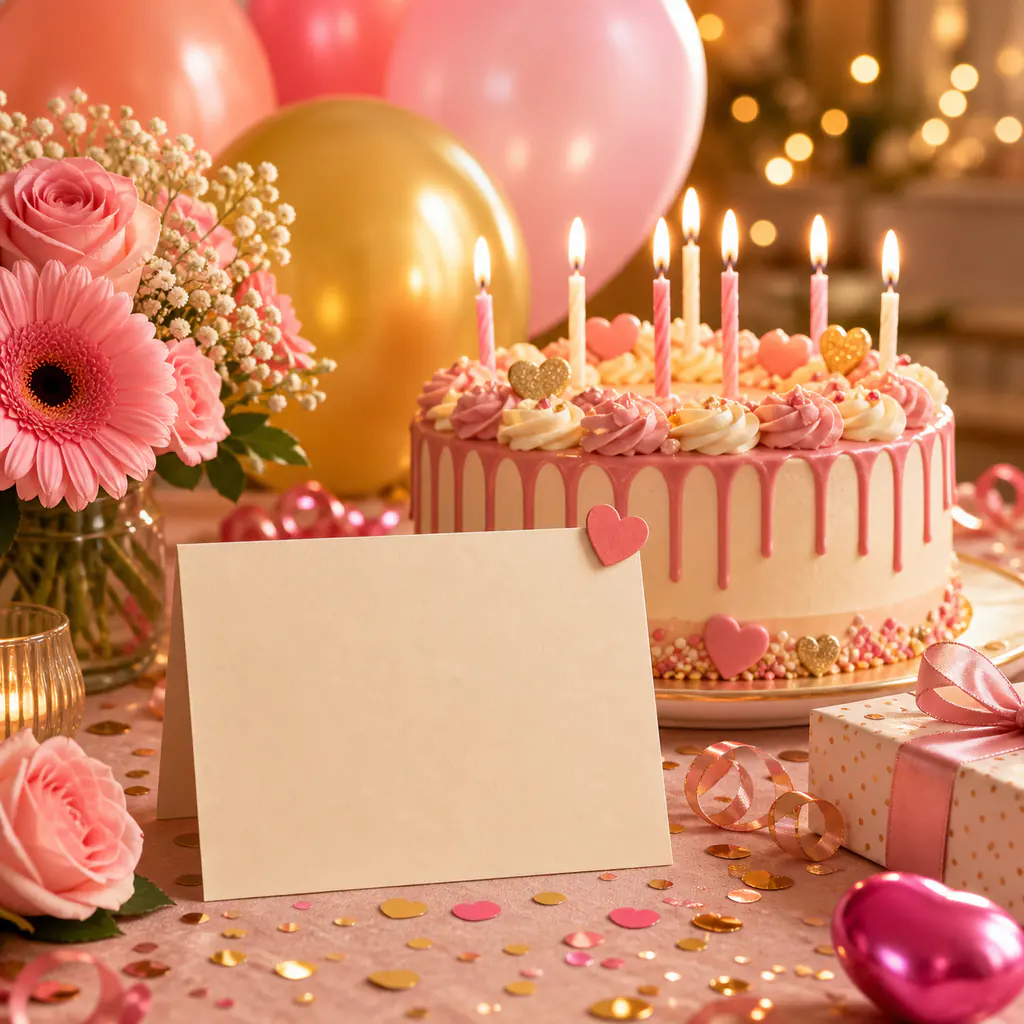 Geburtstagsbilder erstellen mit Torte, Blumen und Karte