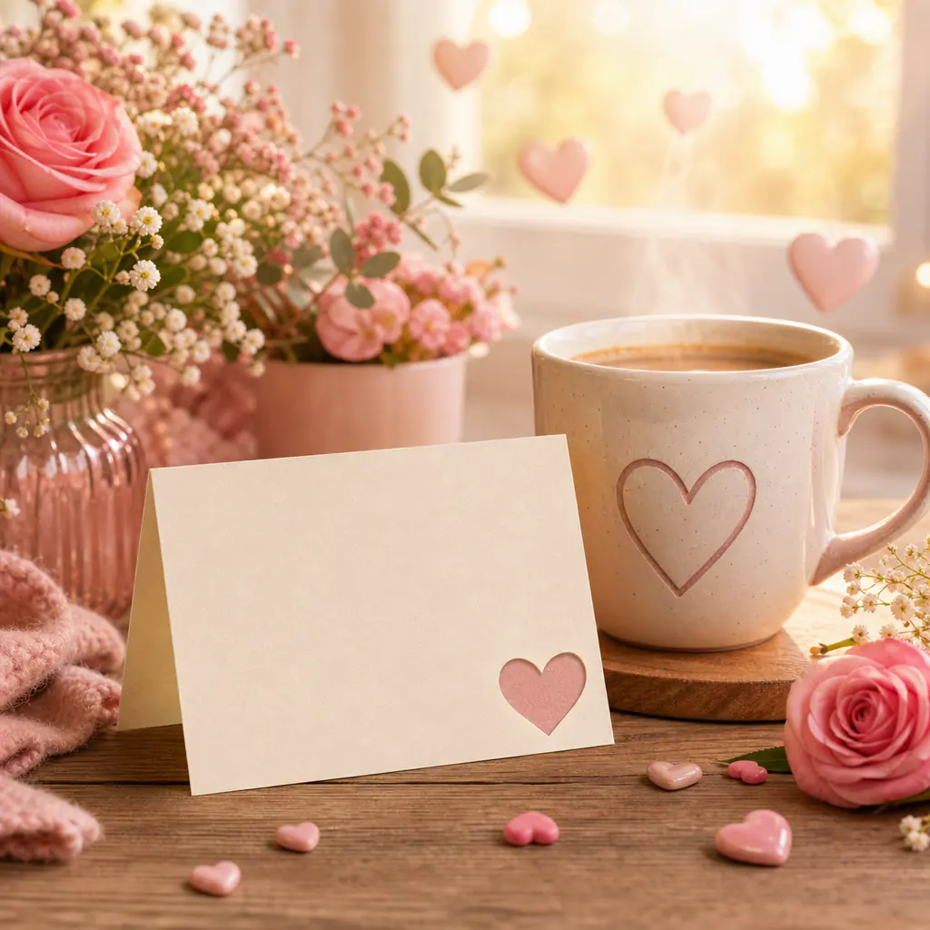 Grußbilder erstellen mit Blumen, Karte und Tasse für WhatsApp
